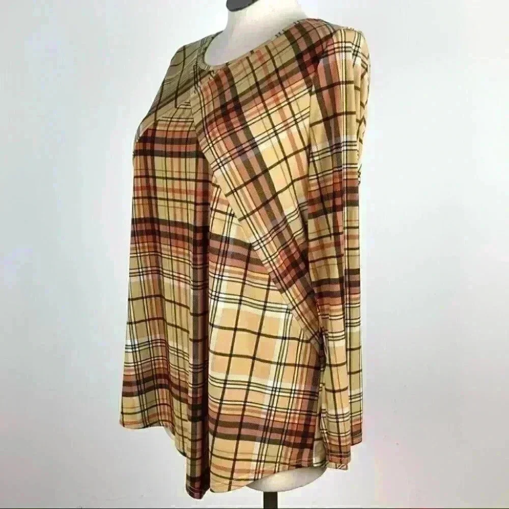 Kim Rogers Womens top size XL Multicolor plaid tunic